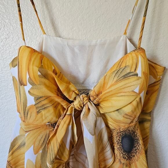Y2K Vintage Front Tie Tank Sunflowers Yellow Small Women - Picture 4 of 7